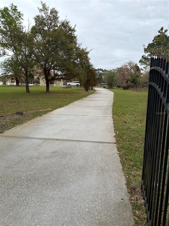 A concrete driveway leads toward a house past a black metal gate and trees — 3811 BANCROFT BOULEVARD, ORLANDO, FL