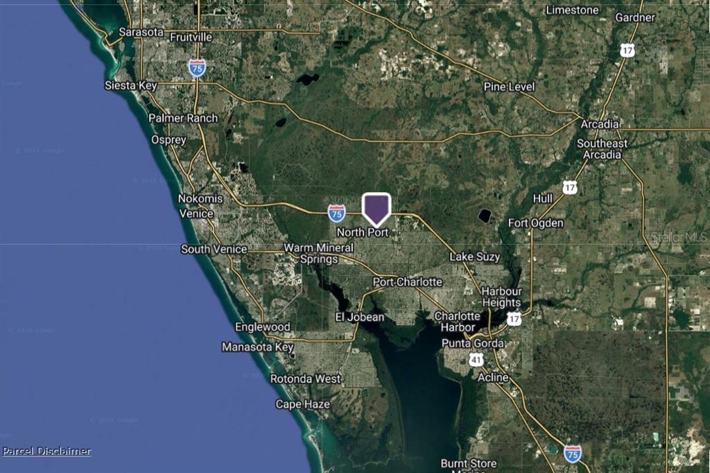 This is a map showing the location of a property in North Port, Florida — Lot #12 STOCKTON AVENUE, NORTH PORT, FL