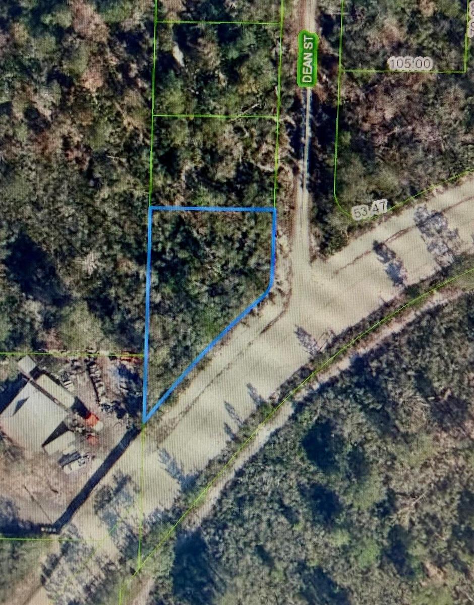 An aerial map view shows a vacant, irregularly shaped lot outlined in blue near a road — 13345 Dean Street, Sebring FL 33872, SEBRING, FL