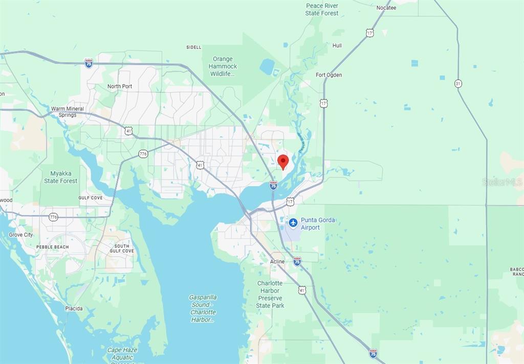 This is a map showing the location of a property in Charlotte County, Florida — 3148 HIGHLANDS ROAD, PUNTA GORDA, FL