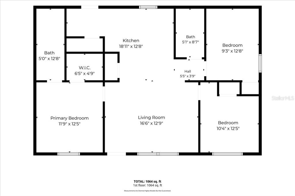This is a floor plan for a three-bedroom, two-bathroom residential unit — 11421 RAMPART LANE, PORT RICHEY, FL