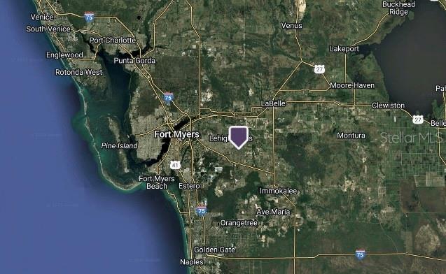 This is a map showing the location of a property east of Fort Myers, Florida — 357 NATHAN AVENUE, LEHIGH ACRES, FL