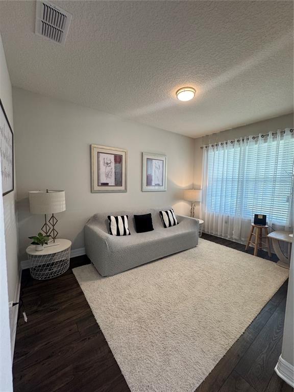 A living room features a gray sofa, a white area rug, and dark wood flooring — 2514 NOUVEAU WAY, KISSIMMEE, FL
