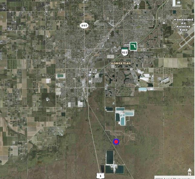 This is a map showing the location of a property south of Homestead, Florida — 0 Unknown, Florida City FL 33035, FLORIDA CITY, FL