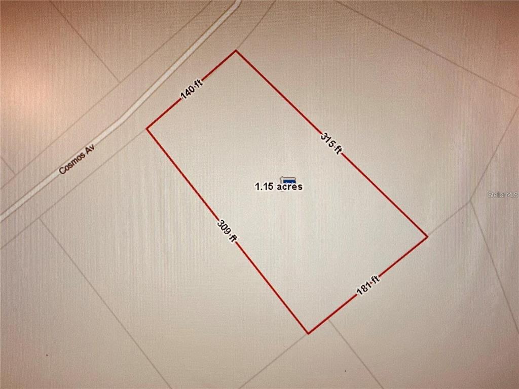 This is a map showing the property boundaries and dimensions of a 1.15-acre lot — 2223 COSMOS AVENUE, MIDDLEBURG, FL