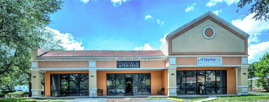 A single-story commercial building with two storefronts, Theater on the Edge and Truthful Acting Studios — 5544 HANSEL AVENUE UNIT 1, ORLANDO, FL