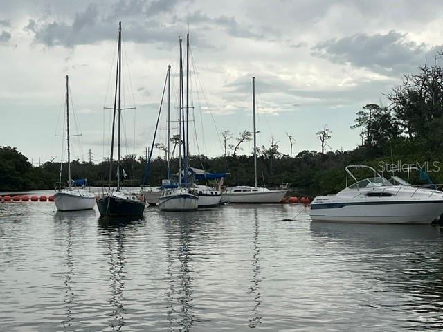 Several sailboats and a motorboat are moored in a calm waterway surrounded by trees — 1045 HICKORY LANE, HOLIDAY, FL