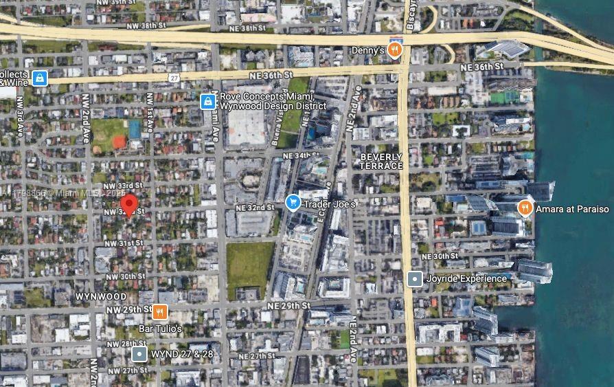 This is a satellite map view of a neighborhood in Miami, Florida — 134 NW 32nd St, Miami FL 33127, MIAMI, FL