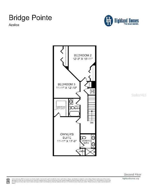 This is a floor plan for the second level of a house featuring three bedrooms — 362 CHESAPEAKE DRIVE, ST CLOUD, FL