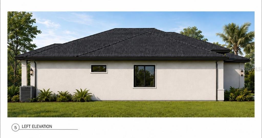 A digital rendering of the left exterior elevation of a house with a hip roof — 3717 NW 16TH AVENUE, GAINESVILLE, FL