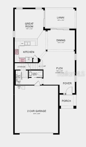 This is a floor plan for the first level of a house with a two-car garage — 662 LADYFISH TRAIL, ST CLOUD, FL