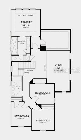 This is a floor plan of a residential second story featuring four bedrooms and two bathrooms — 662 LADYFISH TRAIL, ST CLOUD, FL