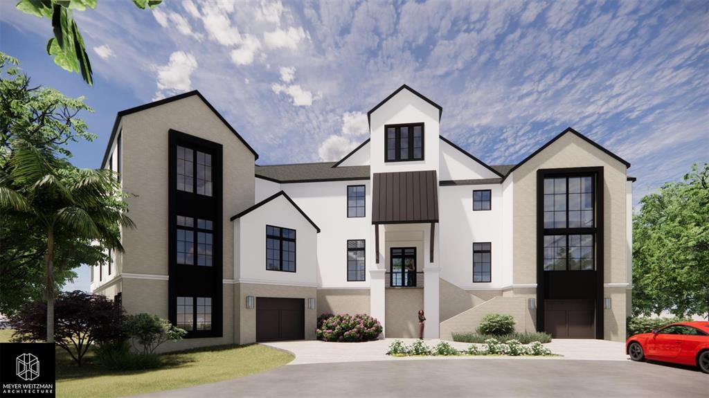 This is a rendering of a modern multi-story house with a white and beige exterior — 5028 W LEONA STREET, TAMPA, FL