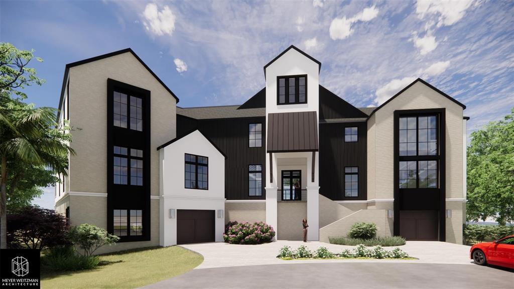 This architectural rendering shows the exterior of a modern multi-story home with contrasting siding — 5028 W LEONA STREET, TAMPA, FL
