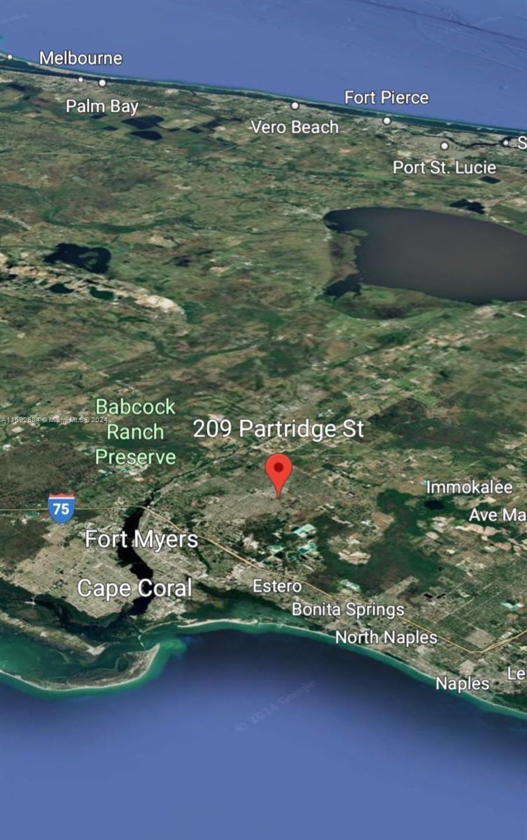 This is a map showing the location of a property in Florida near Babcock Ranch — 209 Partridge St, Lehigh Acres FL 33974, LEHIGH ACRES, FL