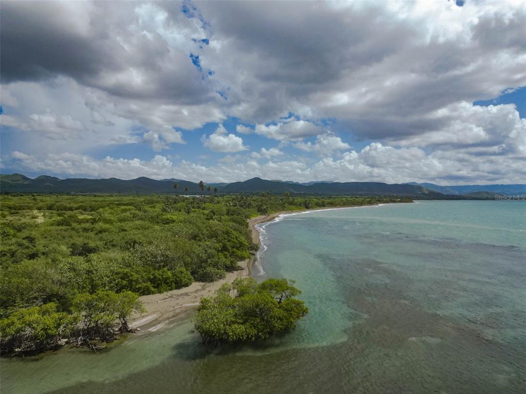 An aerial view of a tropical coastline with lush green vegetation and clear turquoise water — CARRETERA PR-1 KM 98.6 UNIT Jauca I Ward, SANTA ISABEL, PR