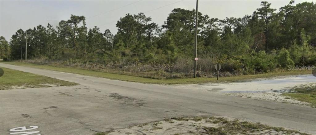 A vacant, wooded corner lot sits at the intersection of two paved roads — CORAL GABLES DRIVE, INDIAN LAKE ESTATES, FL