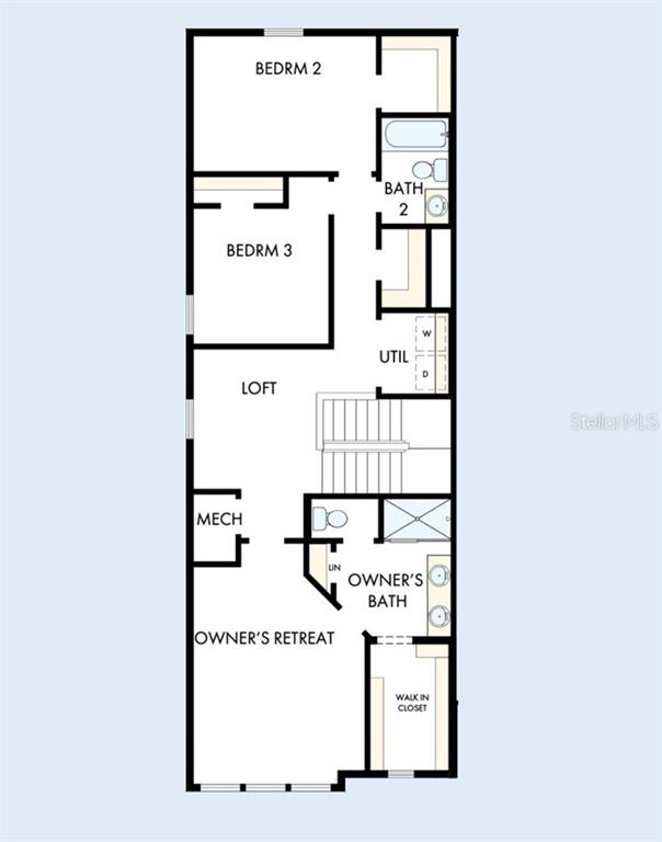 This is a floor plan of a residential second story with three bedrooms and a loft — 6412 JENSEN VIEW AVENUE, APOLLO BEACH, FL