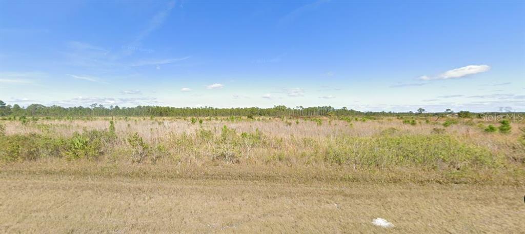 A wide, flat, grassy field with scattered small shrubs under a clear blue sky — 704 CALLIANDRA DRIVE, INDIAN LAKE ESTATES, FL