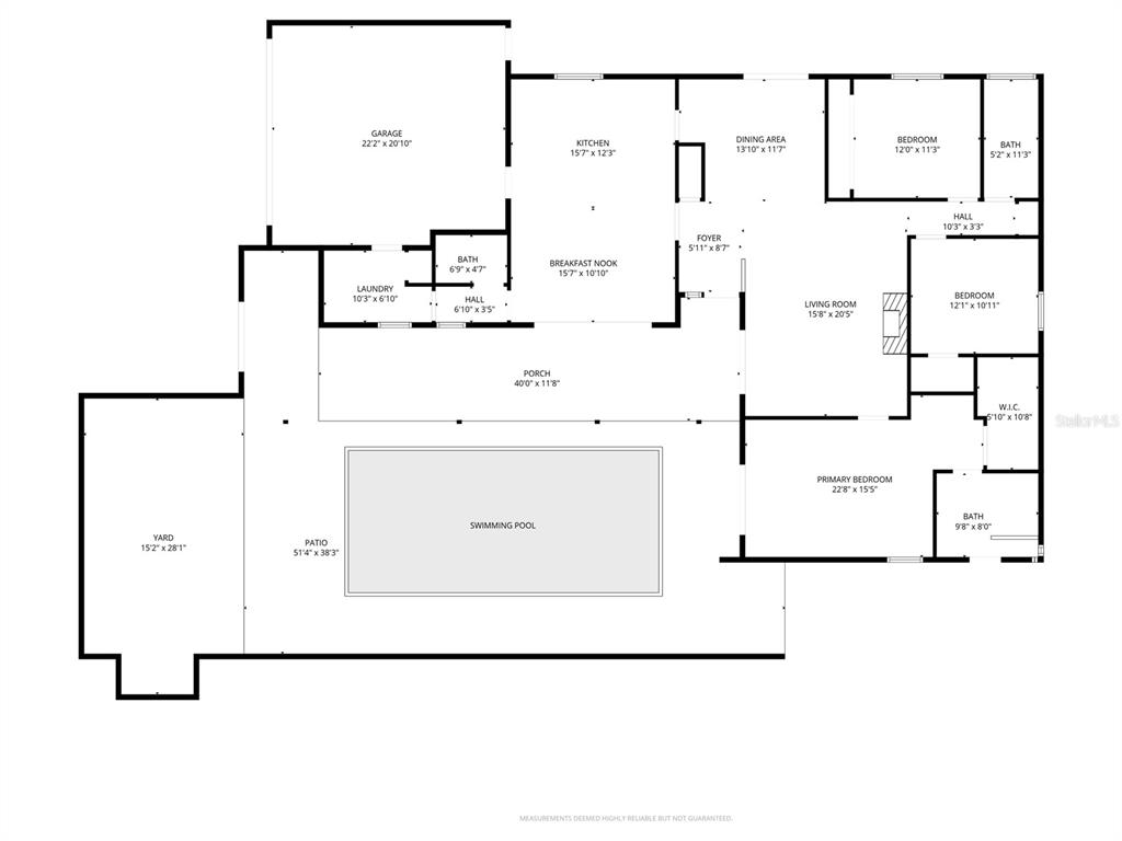 This is a floor plan of a house featuring a swimming pool and a patio — 13522 AVISTA DRIVE, TAMPA, FL