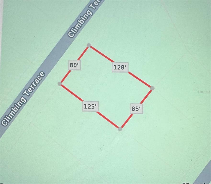 This is a map showing the property lines and dimensions of a vacant lot — CLIMBING TERRACE, NORTH PORT, FL