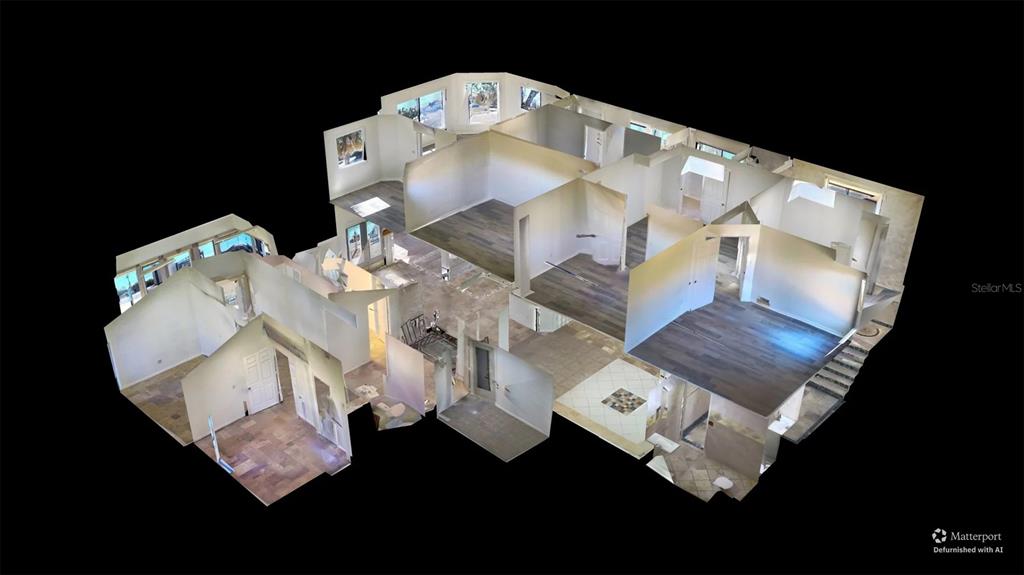 This is a 3D floor plan rendering of a house with multiple rooms and flooring types — 389 E STATE ROAD 434, LONGWOOD, FL