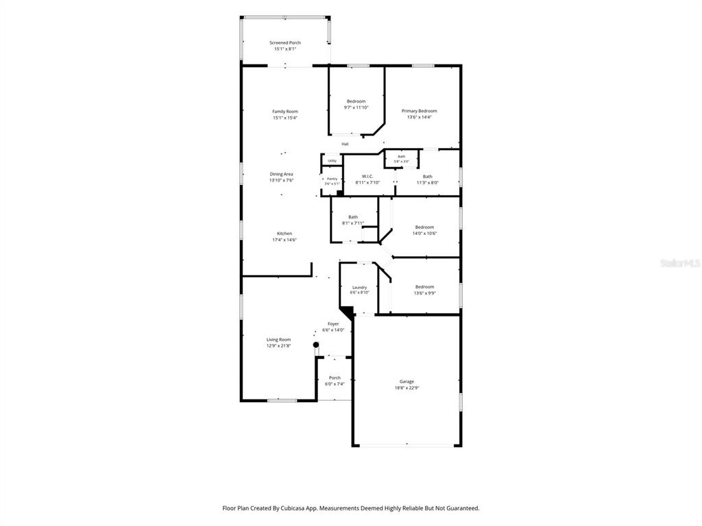 This is a floor plan showing a single-story house with a garage and screened porch — 8483 PINETOP RIDGE LANE, BROOKSVILLE, FL