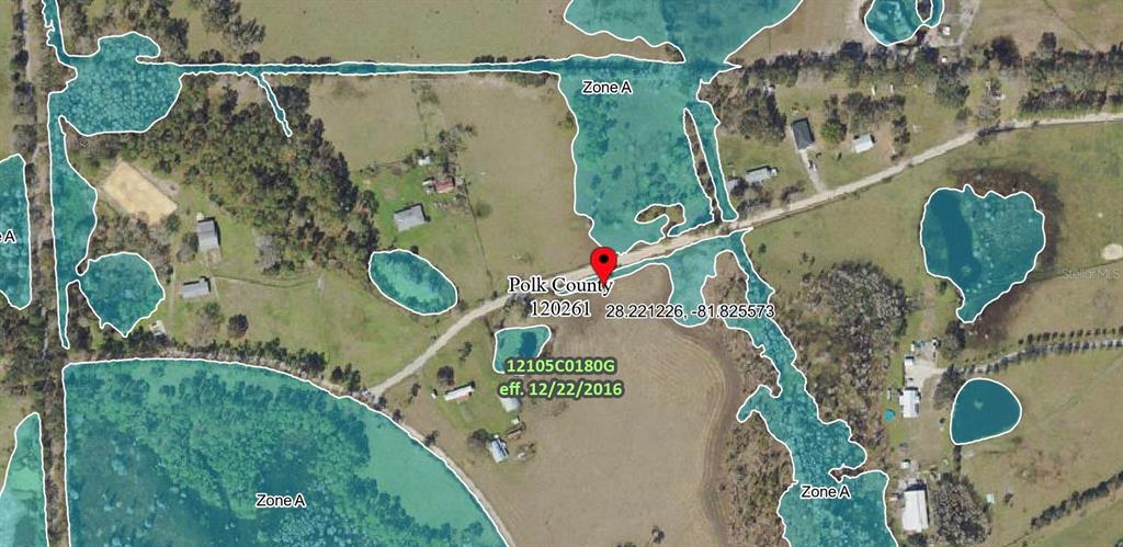 This is a flood zone map showing a property location in Polk County, Florida — POLK CITY, POLK CITY, FL
