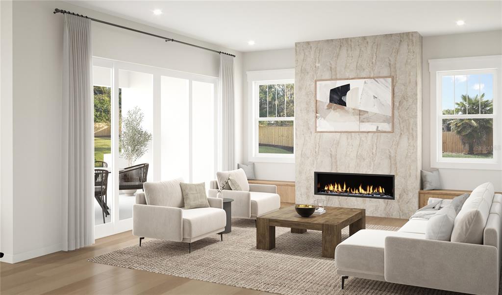 This is a rendering of a modern kitchen featuring wood cabinetry, a black island, and appliances — 714 W FRANCES AVENUE, TAMPA, FL