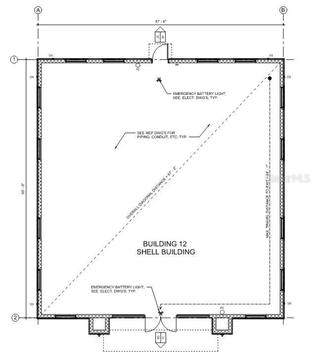 This floor plan shows the layout of Building 12, a rectangular shell building — 5040 OLD TAMPA HWY UNIT 12, KISSIMMEE, FL