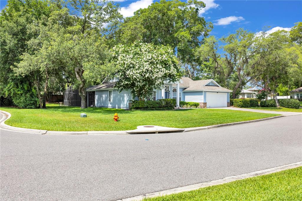 A light blue house with a white garage sits behind a lawn with a fire hydrant — 170 OAK VIEW CIRCLE, LAKE MARY, FL