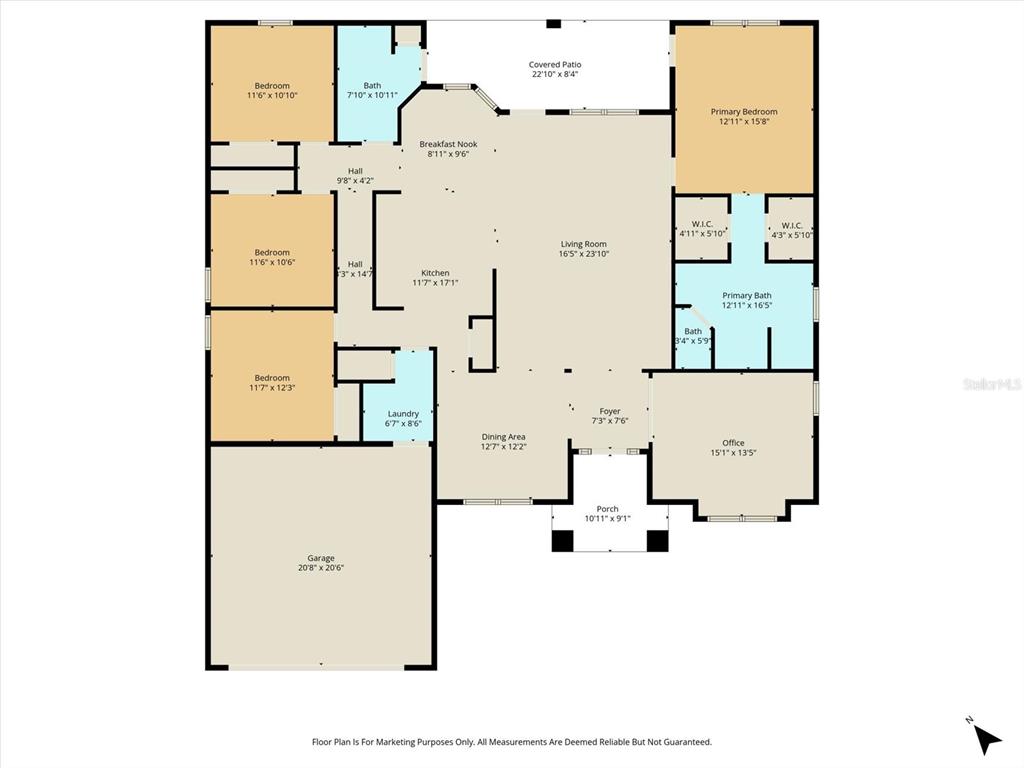 This is a floor plan of a single-story house with three bedrooms and a garage — 3 STOKESIA COURT, HOMOSASSA, FL