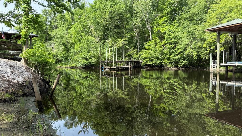 A view of a calm waterway with a wooden dock and lush green trees — 2905 CREEK STREET, MIDDLEBURG, FL