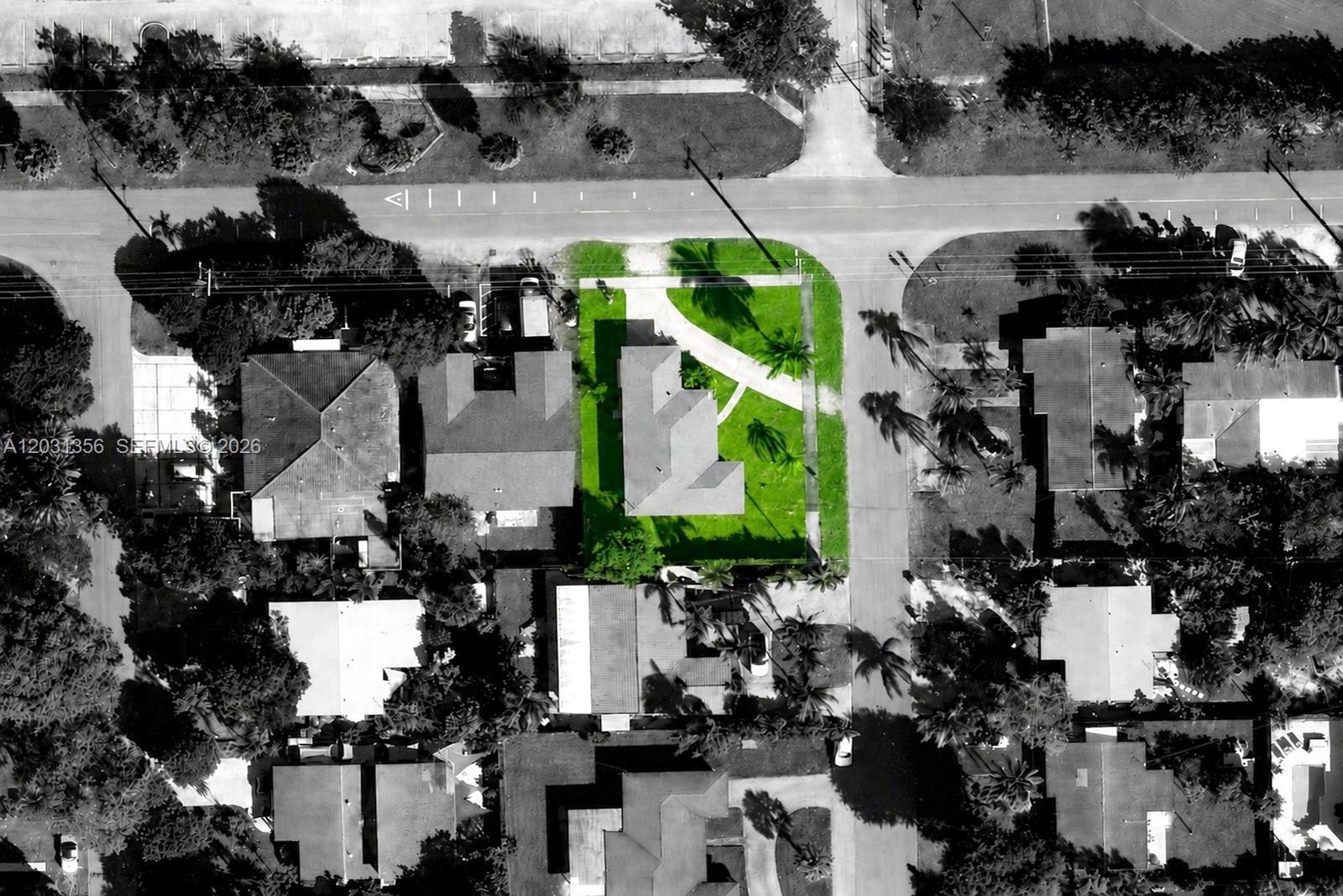 This is an aerial view of a house on a corner lot — 231 NE 16th Ave, Pompano Beach FL 33060, POMPANO BEACH, FL
