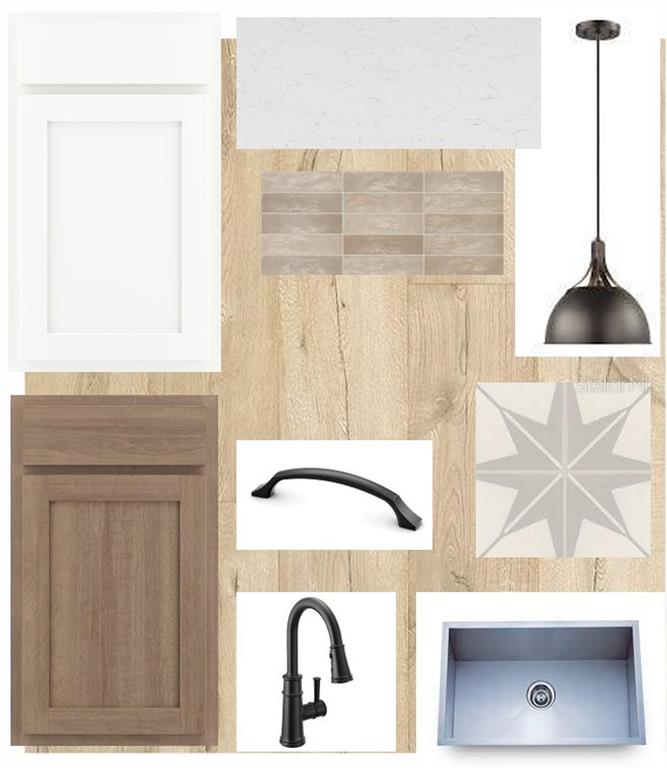 A modern kitchen features white cabinetry, a large island with a sink, and tile backsplash — 10665 CRESCENT CREEK CROSSING, PARRISH, FL