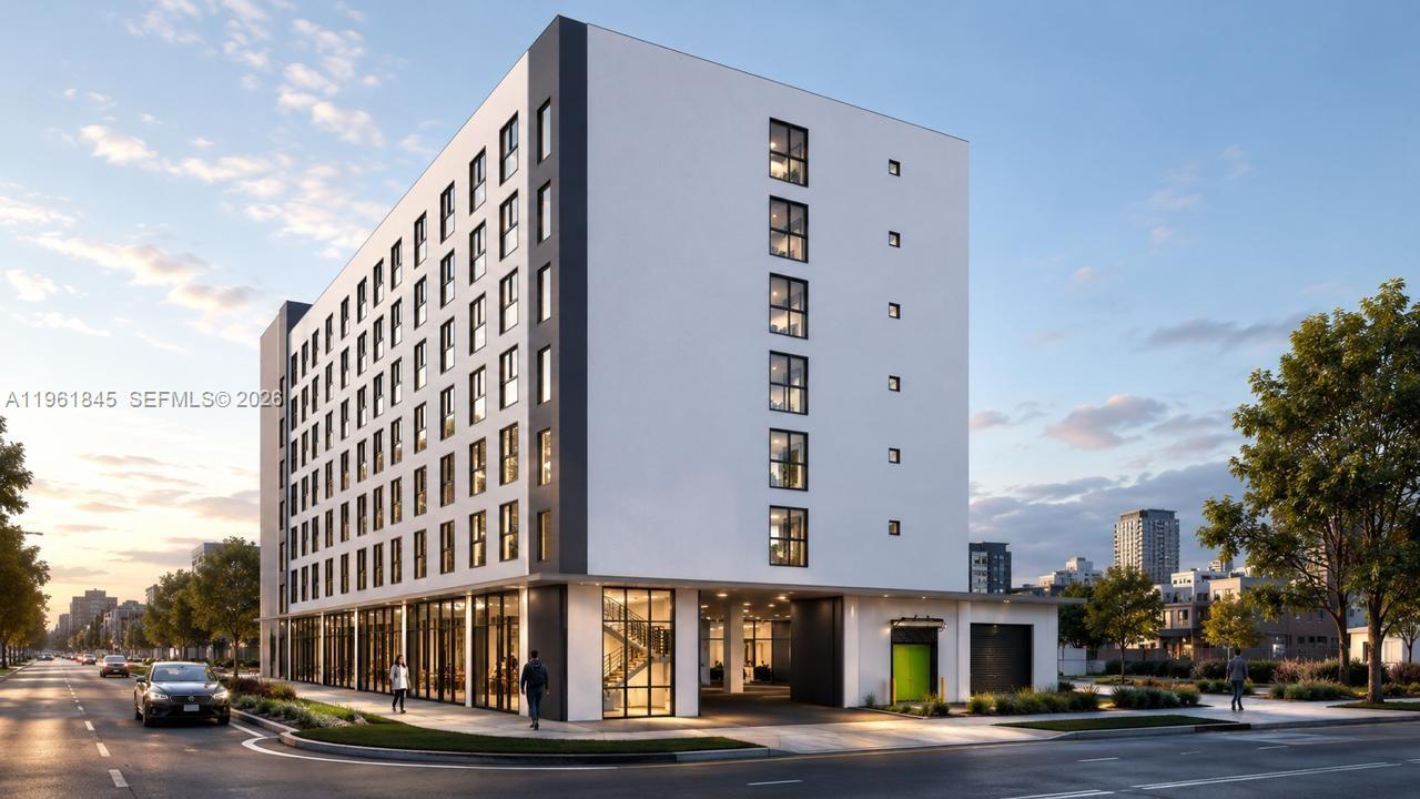 This is a digital rendering of a modern multi-story building with retail space on the ground — 0 216 St, Miami FL 33177, MIAMI, FL