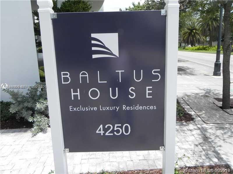 A sign for Baltus House stands on a sidewalk near a street and palm trees — 4250 Biscayne Blvd # 1517, Miami FL 33137, MIAMI, FL