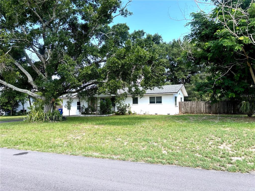 A white single-story house sits behind a large tree on a grassy lot — 347 S 2ND STREET, EAGLE LAKE, FL