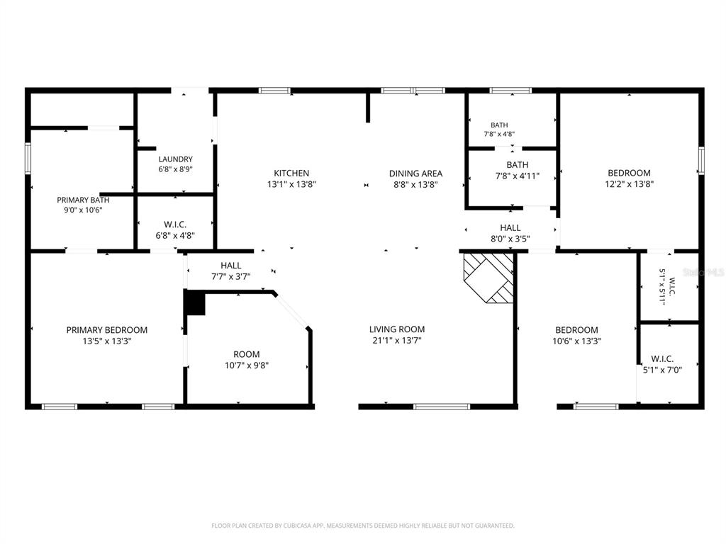 This is a floor plan of a house featuring three bedrooms, a kitchen, and living area — 11005 SE 165TH TERRACE ROAD, OCKLAWAHA, FL