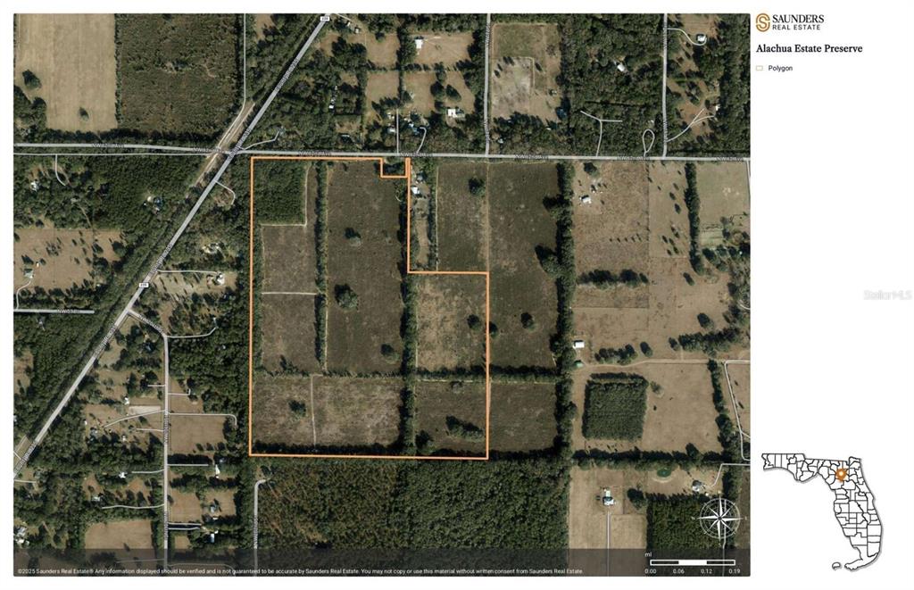 This is an aerial map showing the property boundaries of the Alachua Estate Preserve — 20109 NW 62ND AVENUE, ALACHUA, FL