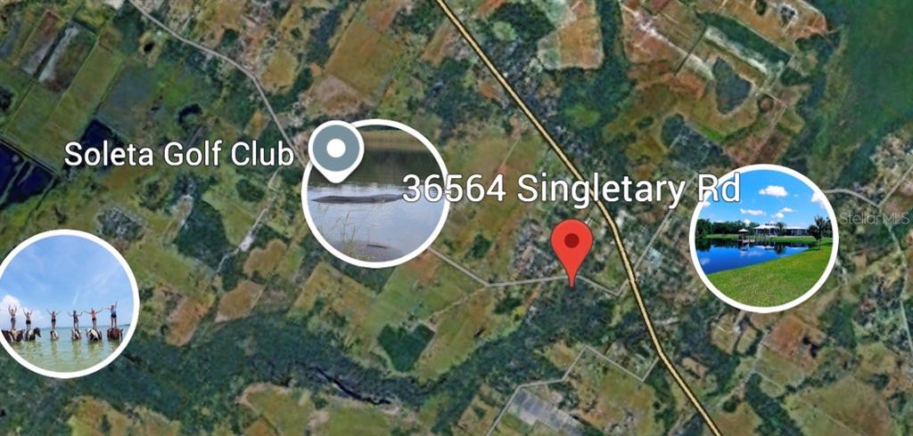 This map shows the location of a property in relation to nearby landmarks and highways — 36564 SINGLETARY ROAD, MYAKKA CITY, FL