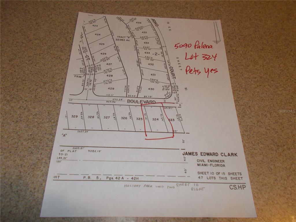 This is a plat map showing the property boundaries and lot layout for a subdivision — 5090 PALENA BOULEVARD, NORTH PORT, FL