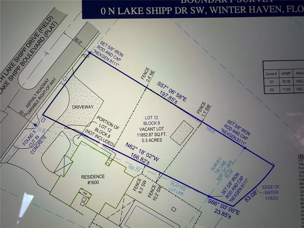 This is a land survey map showing a vacant lot with property boundaries and dimensions — 0 N LAKE SHIPP DRIVE SW, WINTER HAVEN, FL