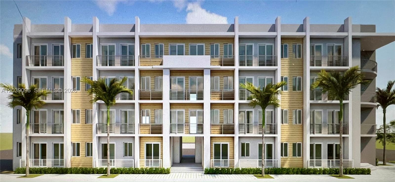 This is a rendering of a modern four-story apartment building with wood-paneled exterior walls — 4923 NW 17th Ave, Miami FL 33142, MIAMI, FL