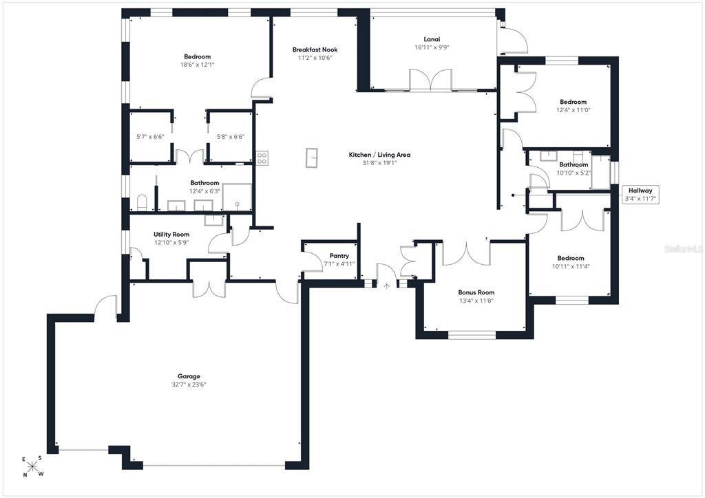 This is a floor plan of a house featuring a garage, kitchen, and multiple bedrooms — 7695 SW 188 AVENUE, DUNNELLON, FL