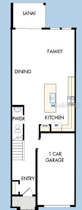 This is a floor plan for a one-story home featuring a garage, kitchen, and lanai — 6355 JENSEN VIEW AVENUE, APOLLO BEACH, FL