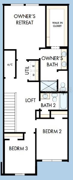 This is a floor plan for the second level of a home featuring three bedrooms — 6355 JENSEN VIEW AVENUE, APOLLO BEACH, FL