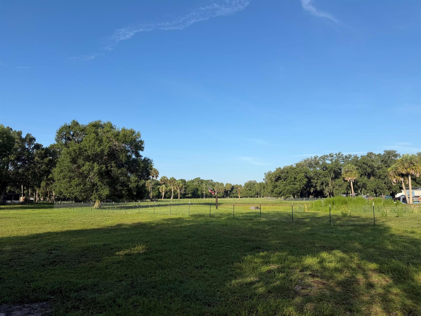 A large, grassy field is enclosed by a wire fence with trees in the background — 0 NE 28th Avenue, Okeechobee FL 34972, OKEECHOBEE, FL