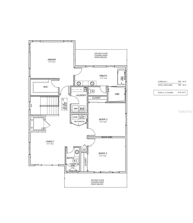 This is a floor plan for a residential building showing three bedrooms and two bathrooms — 4111 ARKANSAS AVENUE NE, ST PETERSBURG, FL