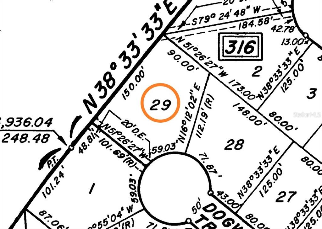 This is a plat map showing the property boundaries and dimensions for lots 27, 28, and 29 — DOGWOOD TRAIL, OCALA, FL